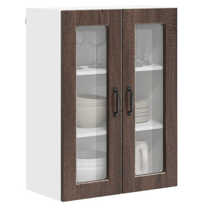 vidaXL Wall Glass Cabinet PORTO Brown Oak 60 x 31 x 80 cm