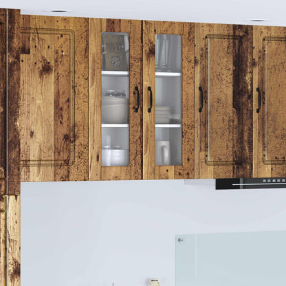 vidaXL Wall Glass Cabinet PORTO Old Wood 60 x 31 x 80 cm
