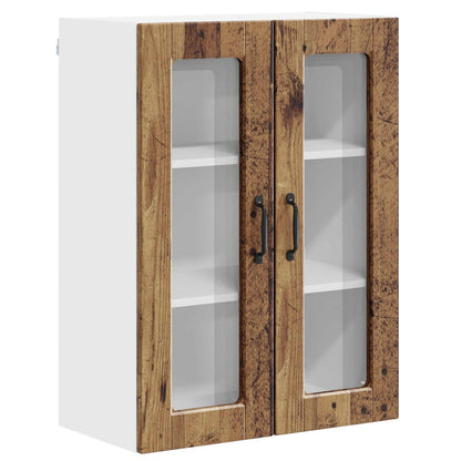 vidaXL Wall Glass Cabinet PORTO Old Wood 60 x 31 x 80 cm