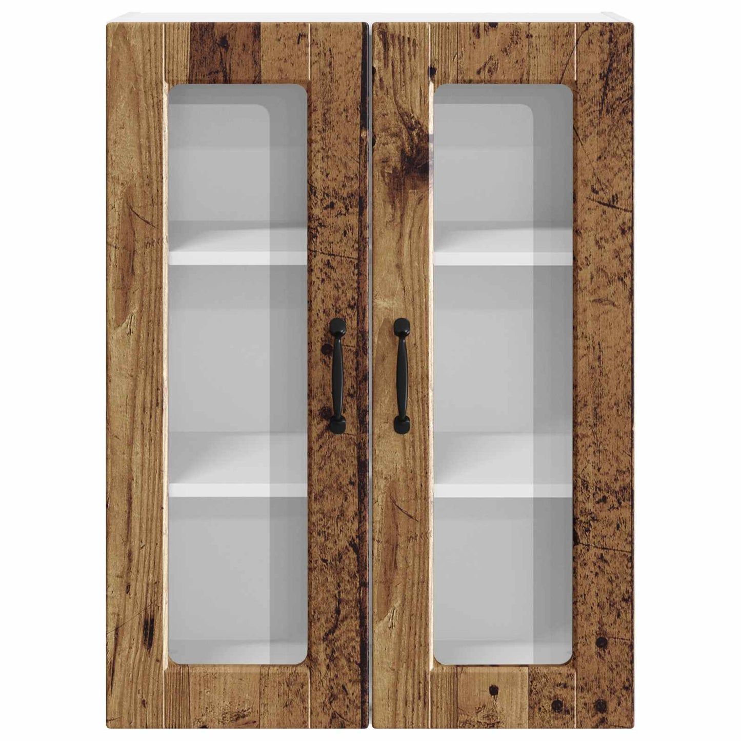 vidaXL Wall Glass Cabinet PORTO Old Wood 60 x 31 x 80 cm