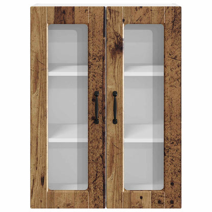 vidaXL Wall Glass Cabinet PORTO Old Wood 60 x 31 x 80 cm