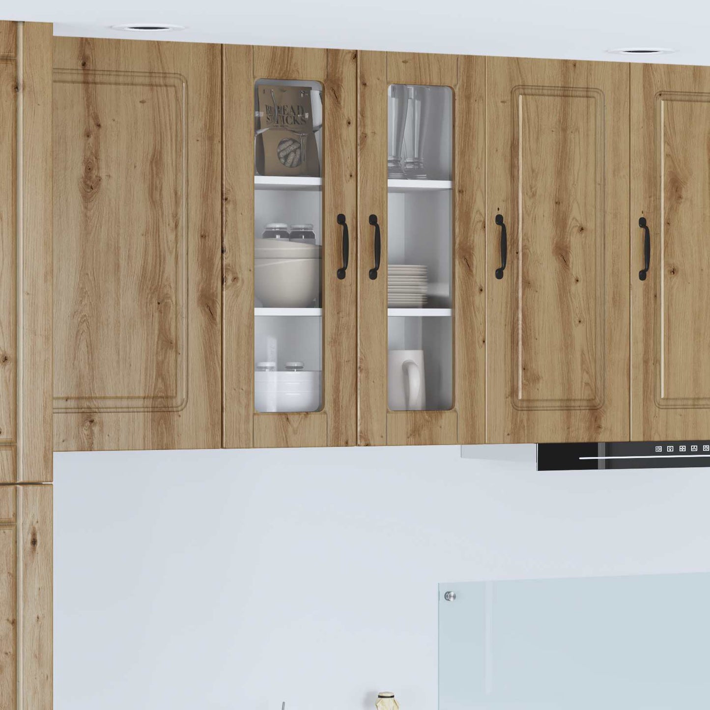vidaXL Wall Glass Cabinet PORTO Artisan Oak 60 x 31 x 80 cm