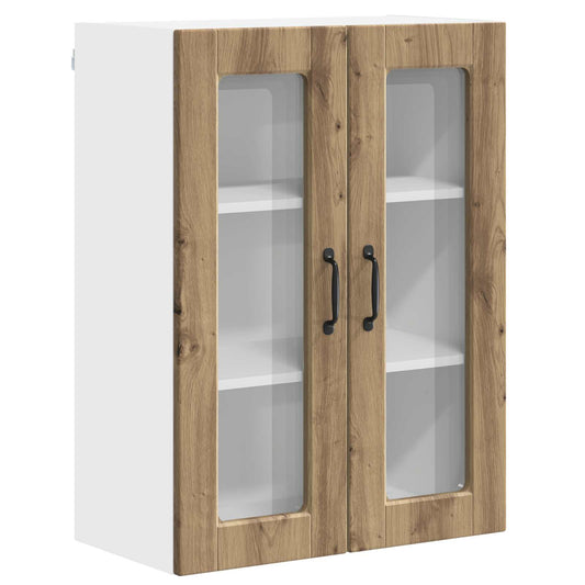 vidaXL Wall Glass Cabinet PORTO Artisan Oak 60 x 31 x 80 cm