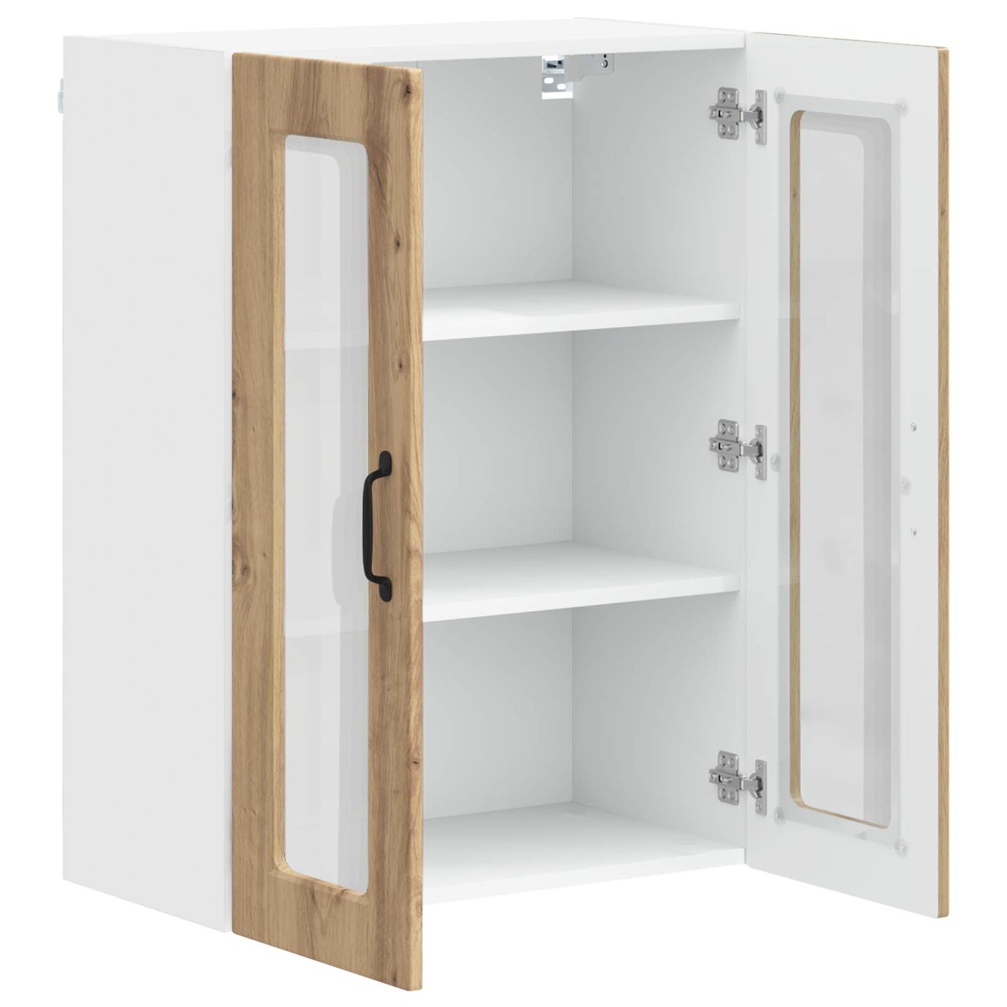 vidaXL Wall Glass Cabinet PORTO Artisan Oak 60 x 31 x 80 cm