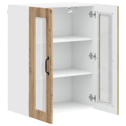 vidaXL Wall Glass Cabinet PORTO Artisan Oak 60 x 31 x 80 cm