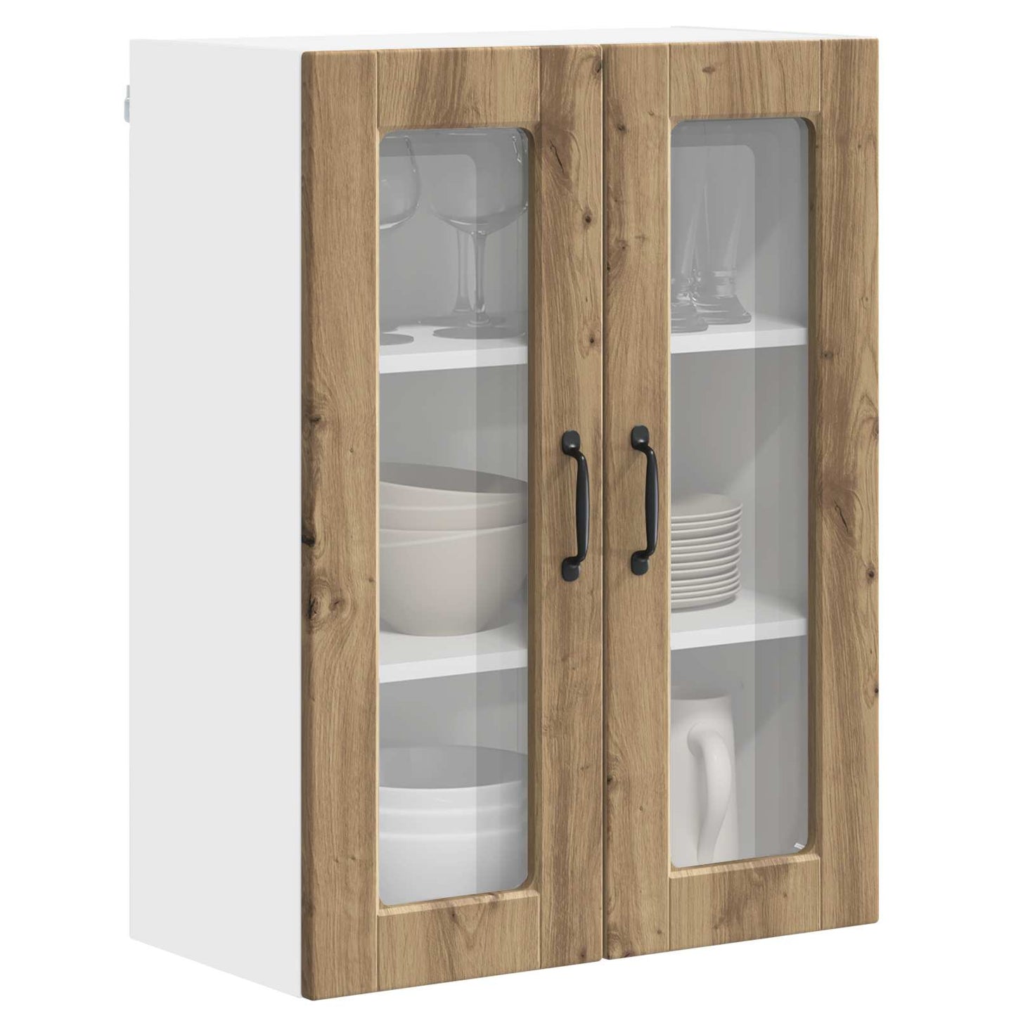 vidaXL Wall Glass Cabinet PORTO Artisan Oak 60 x 31 x 80 cm