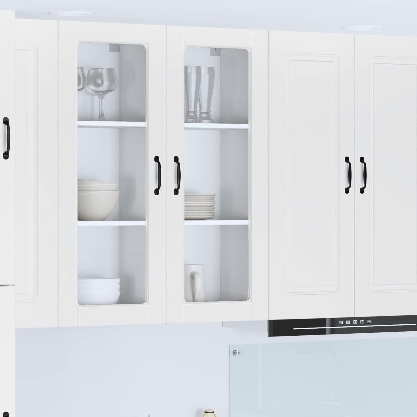 vidaXL Wall Glass Cabinet PORTO White 40 x 31 x 100 cm Engineered Wood