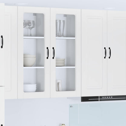 vidaXL Wall Glass Cabinet PORTO White 40 x 31 x 100 cm Engineered Wood