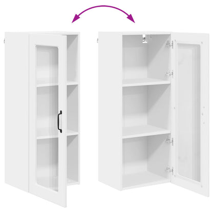 vidaXL Wall Glass Cabinet PORTO White 40 x 31 x 100 cm Engineered Wood