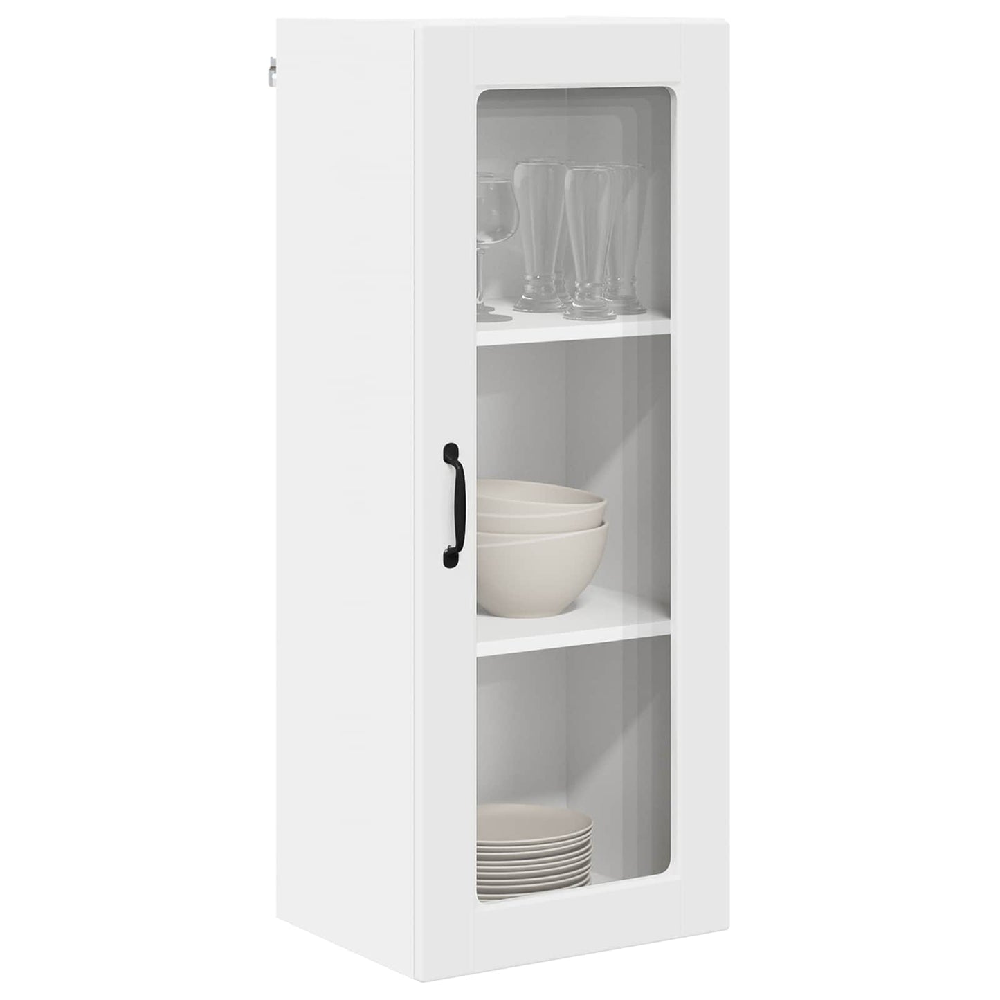 vidaXL Wall Glass Cabinet PORTO White 40 x 31 x 100 cm Engineered Wood