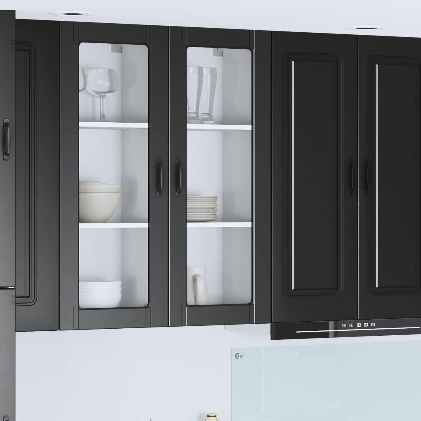vidaXL Wall Glass Cabinet PORTO Black 40 x 31 x 100 cm Engineered Wood