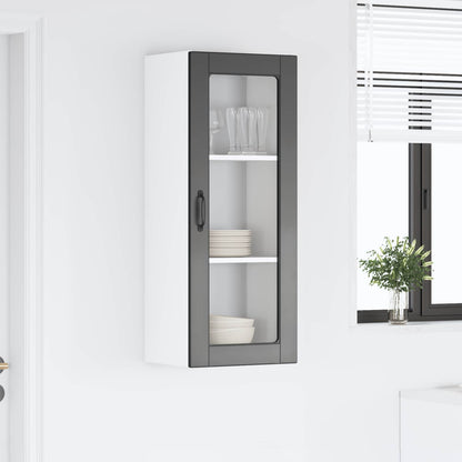 vidaXL Wall Glass Cabinet PORTO Black 40 x 31 x 100 cm Engineered Wood