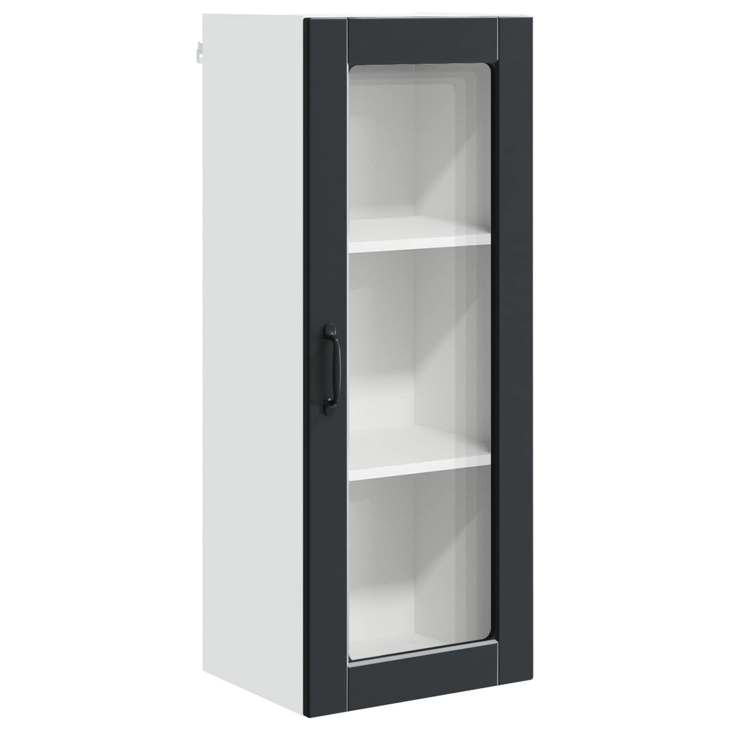 vidaXL Wall Glass Cabinet PORTO Black 40 x 31 x 100 cm Engineered Wood