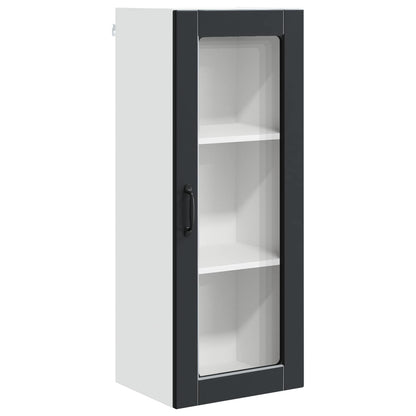vidaXL Wall Glass Cabinet PORTO Black 40 x 31 x 100 cm Engineered Wood