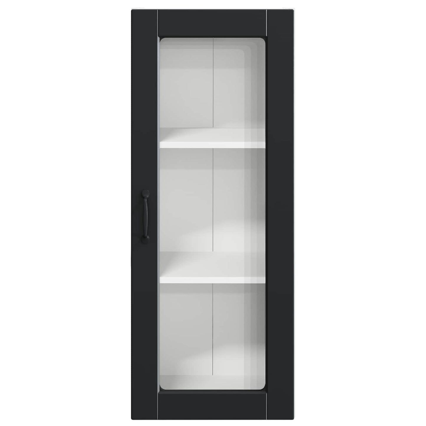 vidaXL Wall Glass Cabinet PORTO Black 40 x 31 x 100 cm Engineered Wood