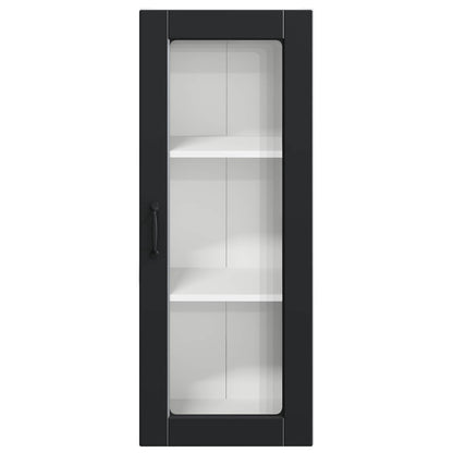 vidaXL Wall Glass Cabinet PORTO Black 40 x 31 x 100 cm Engineered Wood