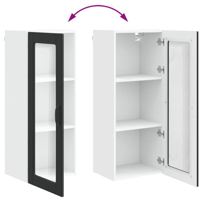 vidaXL Wall Glass Cabinet PORTO Black 40 x 31 x 100 cm Engineered Wood