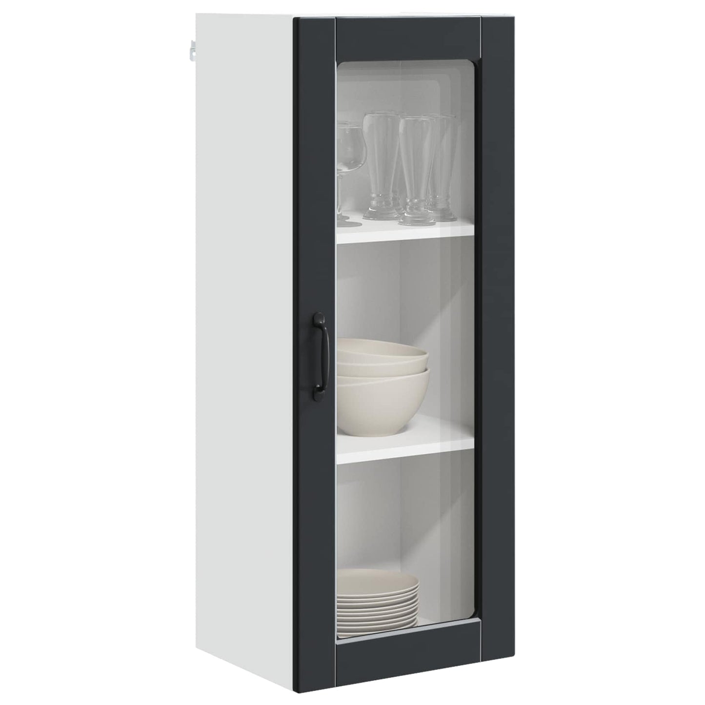 vidaXL Wall Glass Cabinet PORTO Black 40 x 31 x 100 cm Engineered Wood