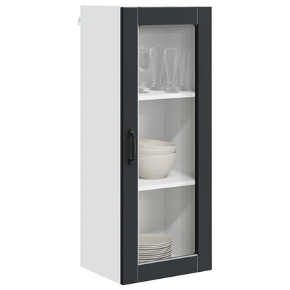 vidaXL Wall Glass Cabinet PORTO Black 40 x 31 x 100 cm Engineered Wood