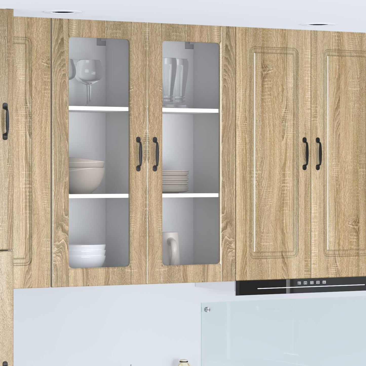 vidaXL Wall Glass Cabinet PORTO Sonoma Oak 40 x 31 x 100 cm
