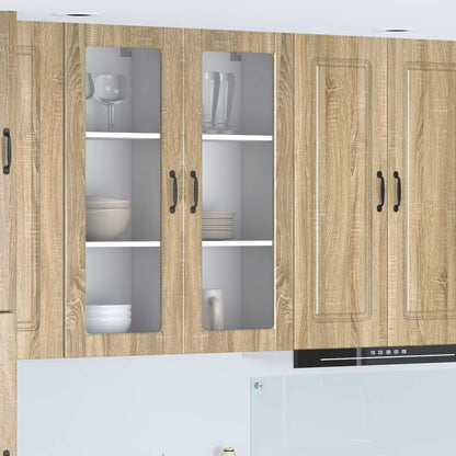 vidaXL Wall Glass Cabinet PORTO Sonoma Oak 40 x 31 x 100 cm