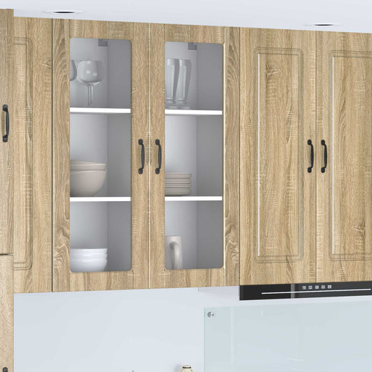 vidaXL Wall Glass Cabinet PORTO Sonoma Oak 40 x 31 x 100 cm