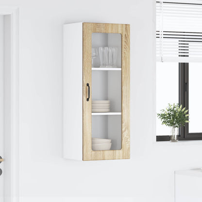 vidaXL Wall Glass Cabinet PORTO Sonoma Oak 40 x 31 x 100 cm