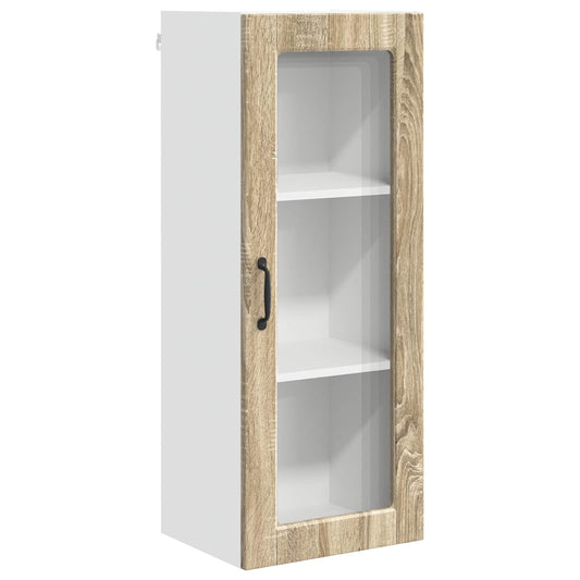 vidaXL Wall Glass Cabinet PORTO Sonoma Oak 40 x 31 x 100 cm