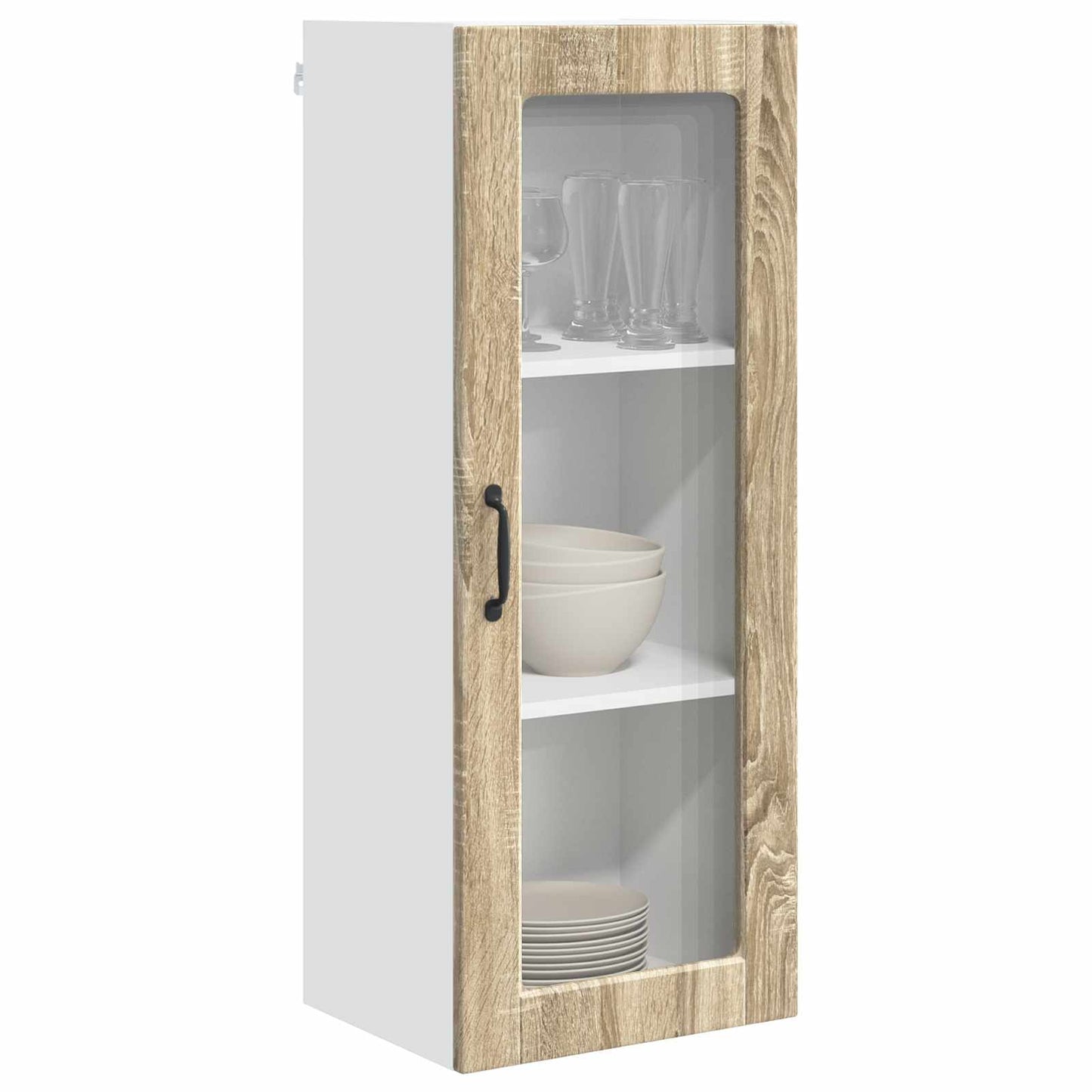 vidaXL Wall Glass Cabinet PORTO Sonoma Oak 40 x 31 x 100 cm
