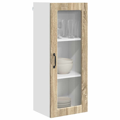 vidaXL Wall Glass Cabinet PORTO Sonoma Oak 40 x 31 x 100 cm