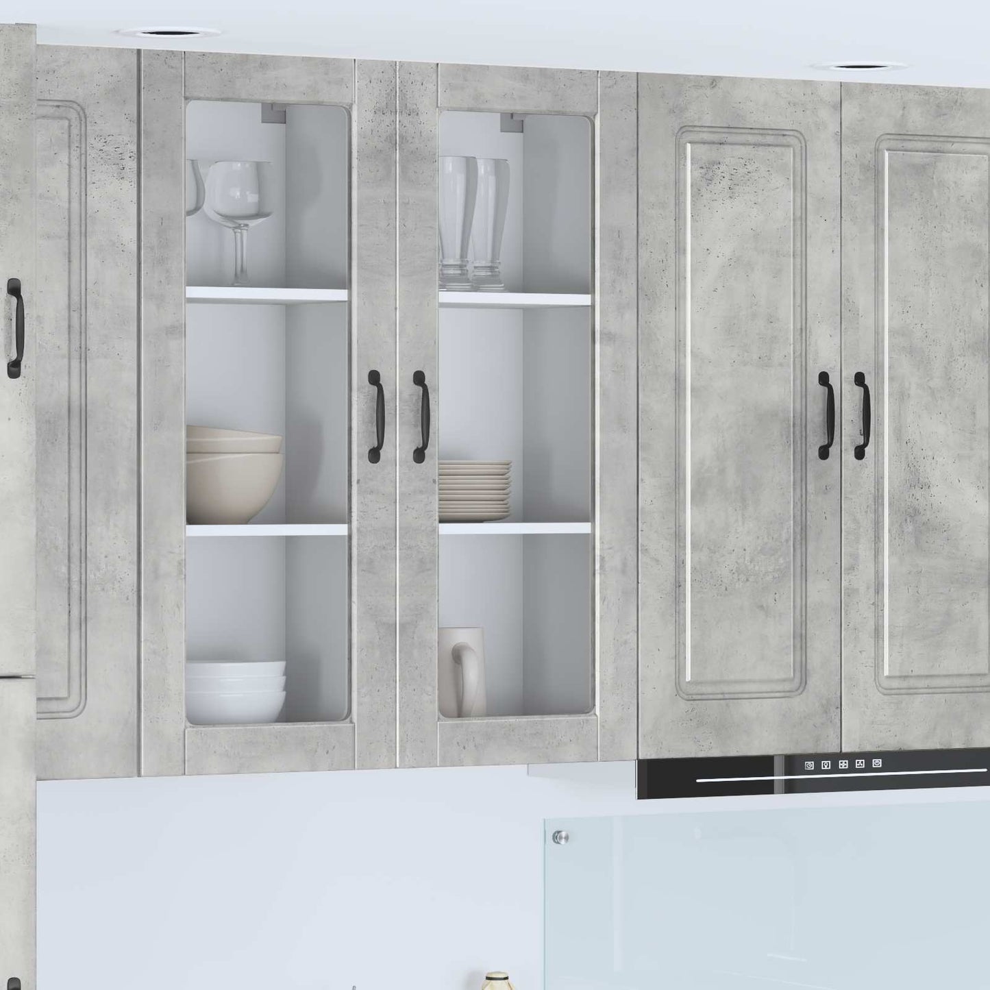 vidaXL Wall Glass Cabinet PORTO Concrete Grey 40 x 31 x 100 cm