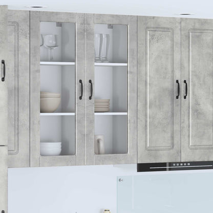 vidaXL Wall Glass Cabinet PORTO Concrete Grey 40 x 31 x 100 cm