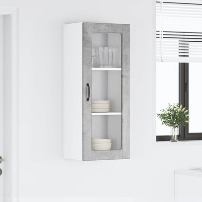vidaXL Wall Glass Cabinet PORTO Concrete Grey 40 x 31 x 100 cm