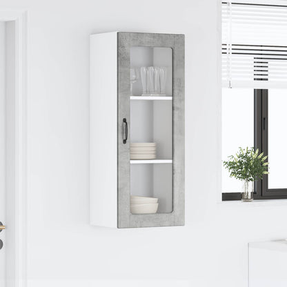vidaXL Wall Glass Cabinet PORTO Concrete Grey 40 x 31 x 100 cm