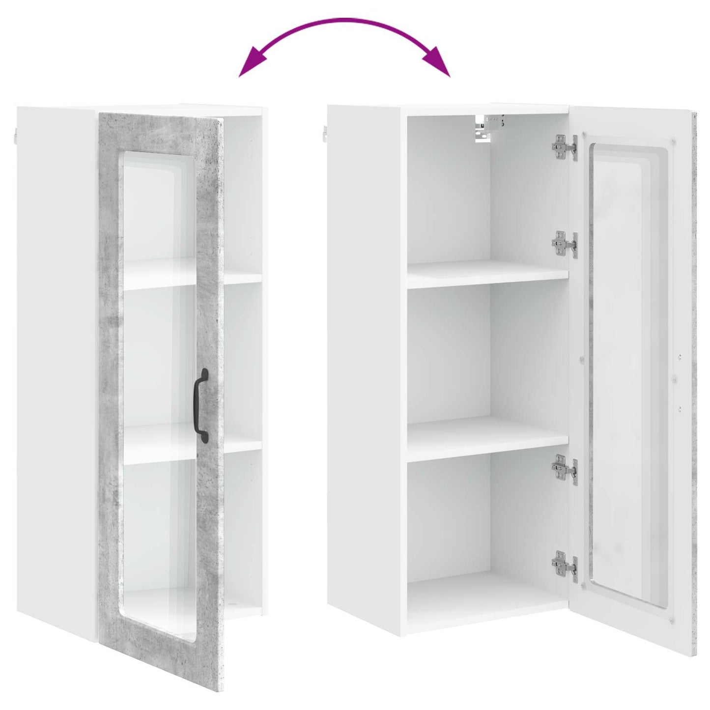 vidaXL Wall Glass Cabinet PORTO Concrete Grey 40 x 31 x 100 cm