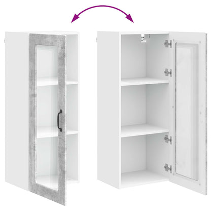 vidaXL Wall Glass Cabinet PORTO Concrete Grey 40 x 31 x 100 cm