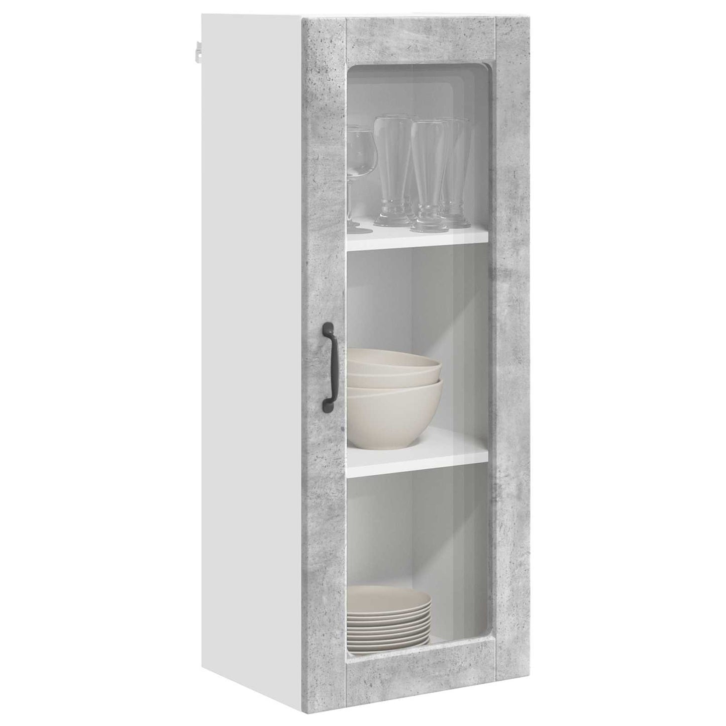 vidaXL Wall Glass Cabinet PORTO Concrete Grey 40 x 31 x 100 cm