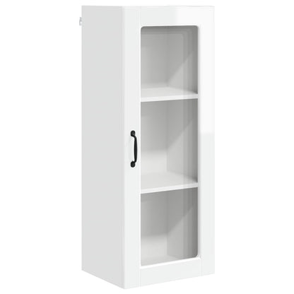 vidaXL Wall Glass Cabinet PORTO High Gloss White 40 x 31 x 100 cm