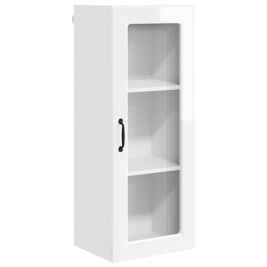 vidaXL Wall Glass Cabinet PORTO High Gloss White 40 x 31 x 100 cm