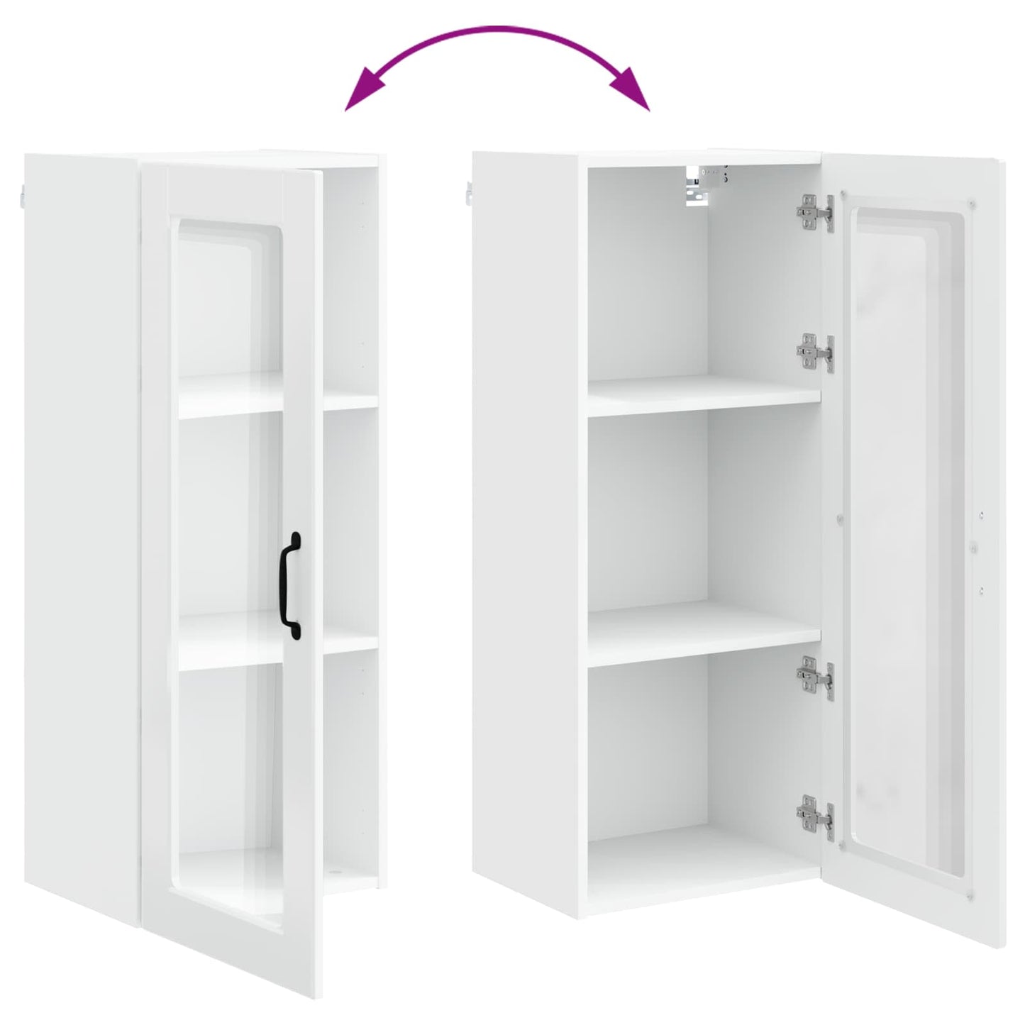 vidaXL Wall Glass Cabinet PORTO High Gloss White 40 x 31 x 100 cm