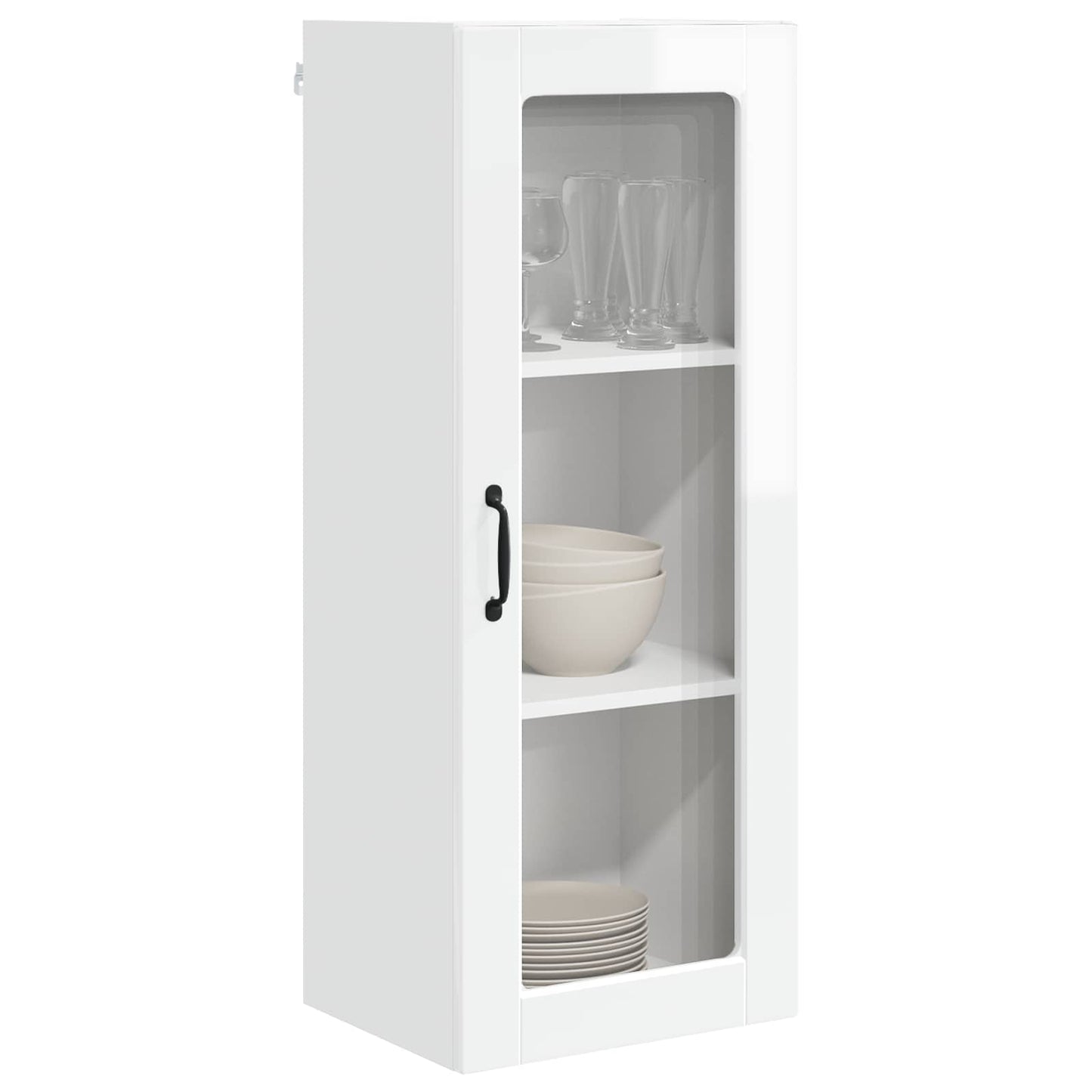 vidaXL Wall Glass Cabinet PORTO High Gloss White 40 x 31 x 100 cm