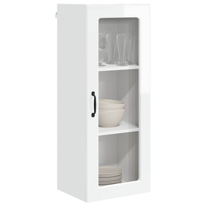 vidaXL Wall Glass Cabinet PORTO High Gloss White 40 x 31 x 100 cm