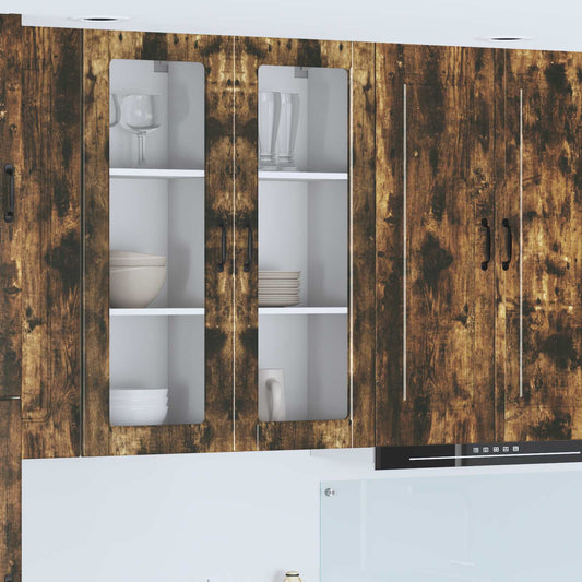 vidaXL Wall Glass Cabinet PORTO Smoked Oak 40 x 31 x 100 cm
