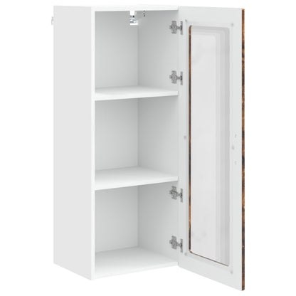 vidaXL Wall Glass Cabinet PORTO Smoked Oak 40 x 31 x 100 cm