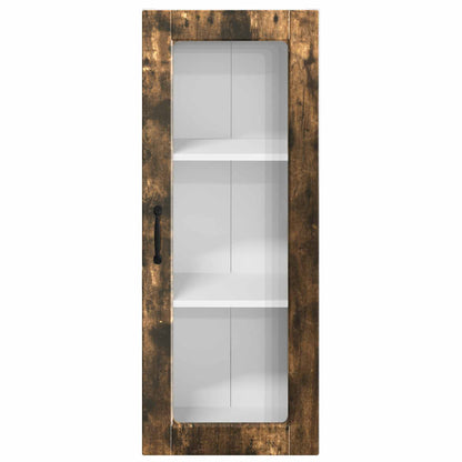 vidaXL Wall Glass Cabinet PORTO Smoked Oak 40 x 31 x 100 cm