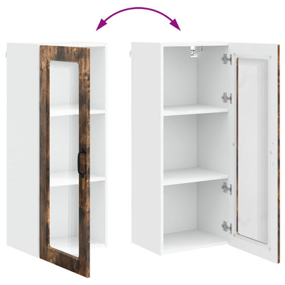 vidaXL Wall Glass Cabinet PORTO Smoked Oak 40 x 31 x 100 cm