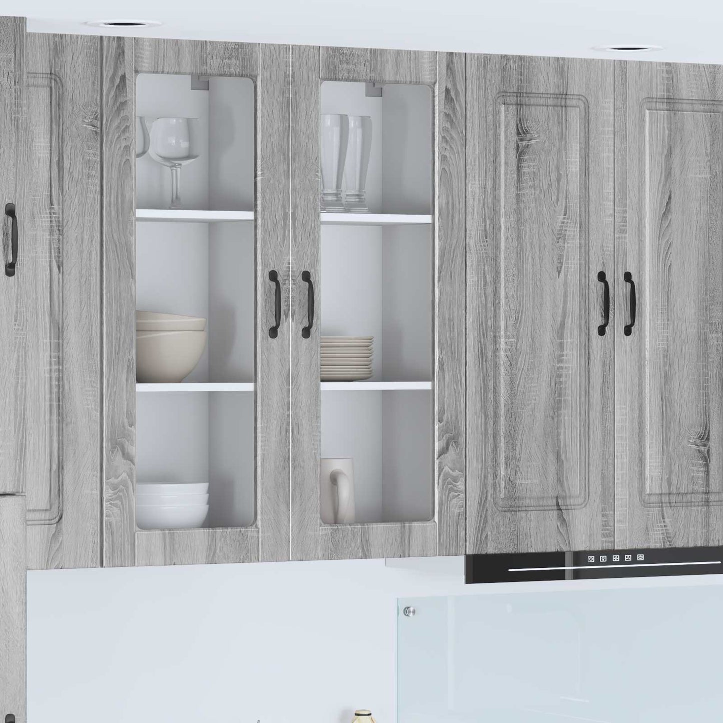 vidaXL Wall Glass Cabinet PORTO Grey Sonoma 40 x 31 x 100 cm
