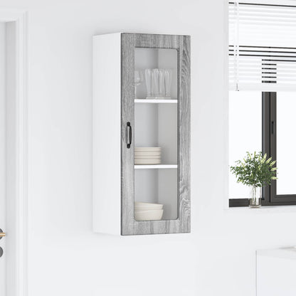 vidaXL Wall Glass Cabinet PORTO Grey Sonoma 40 x 31 x 100 cm