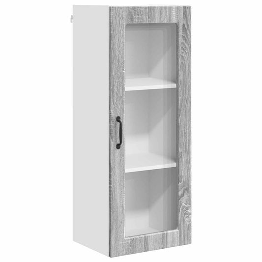 vidaXL Wall Glass Cabinet PORTO Grey Sonoma 40 x 31 x 100 cm