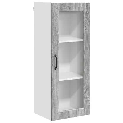 vidaXL Wall Glass Cabinet PORTO Grey Sonoma 40 x 31 x 100 cm